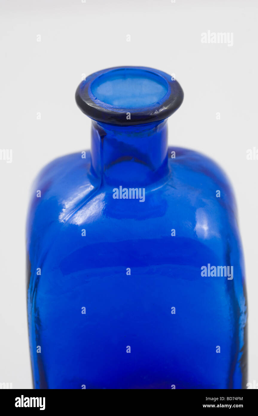 CLoseup of a blue glass bottle Stock Photo - Alamy