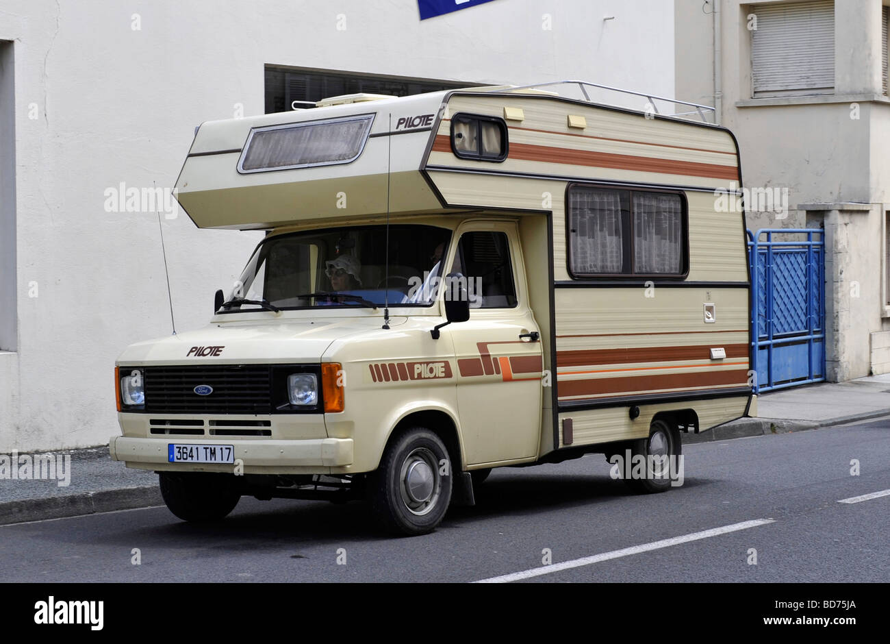 Old fashioned camper van France Stock Photo - Alamy