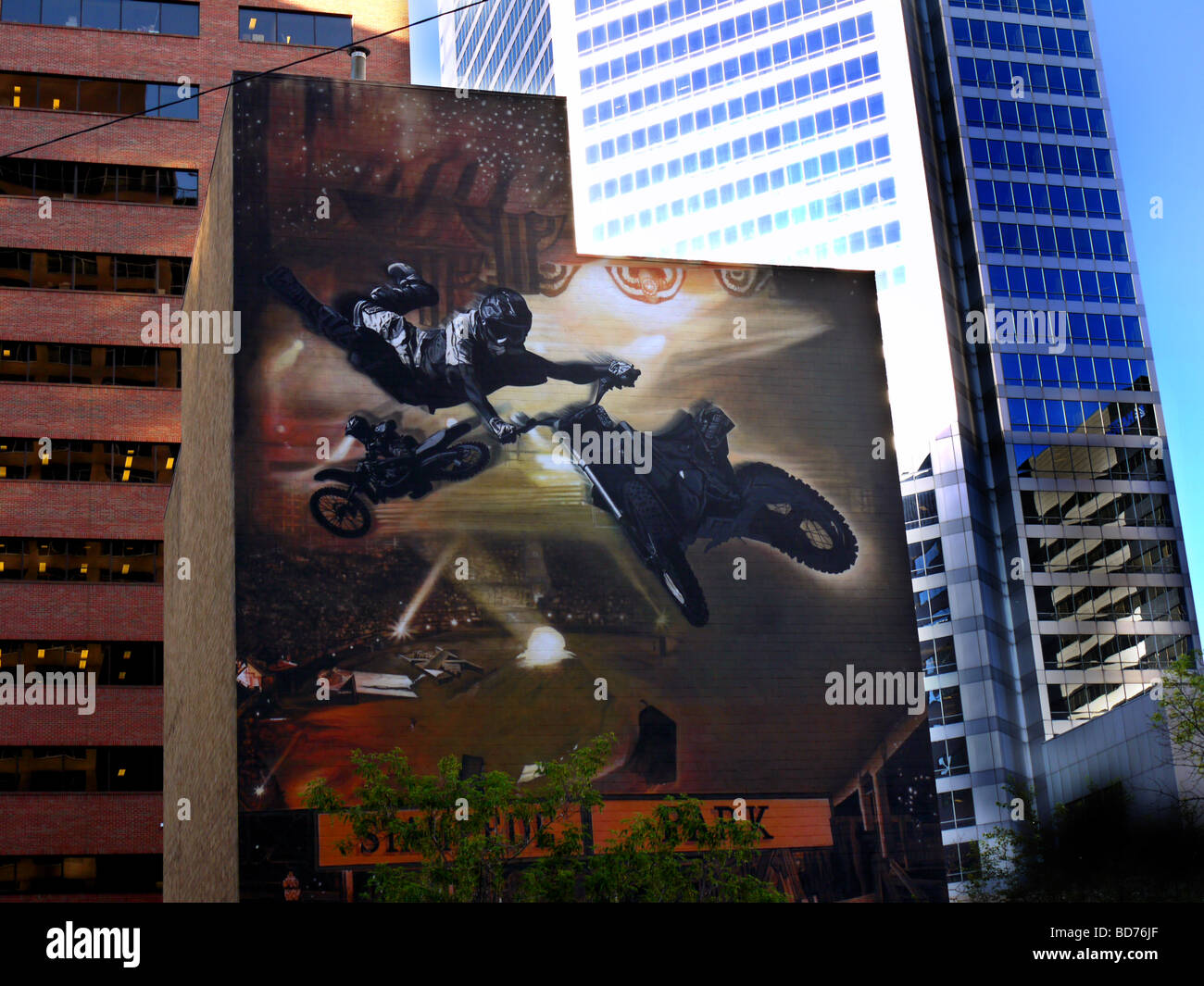 Mural on building in Calgary is the largest city in the Province of Alberta, Canada. Stock Photo