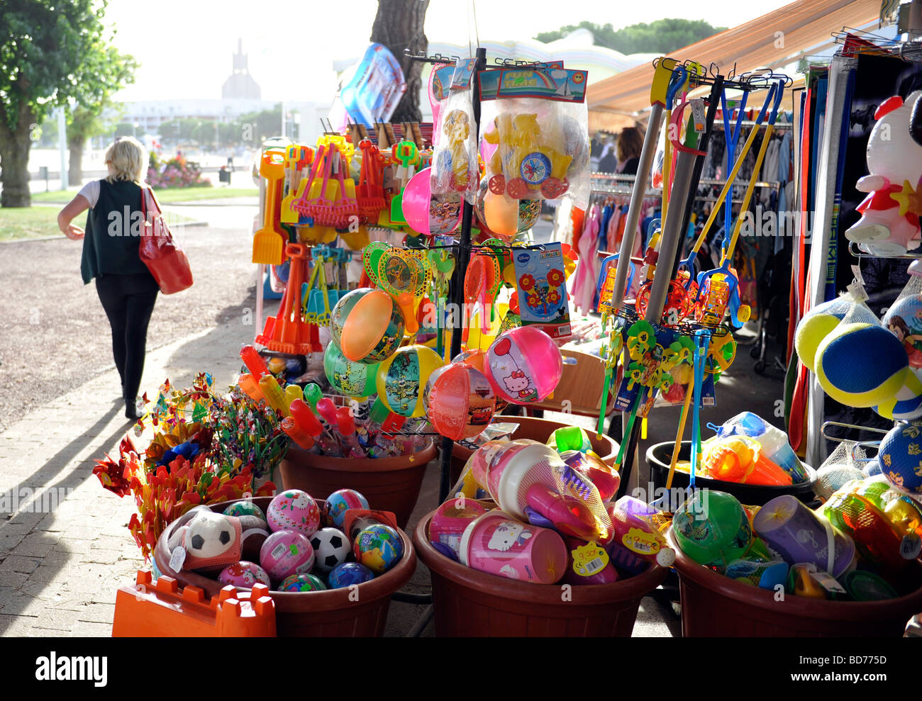 buckets spade beach balls shop holiday france Stock Photo Alamy