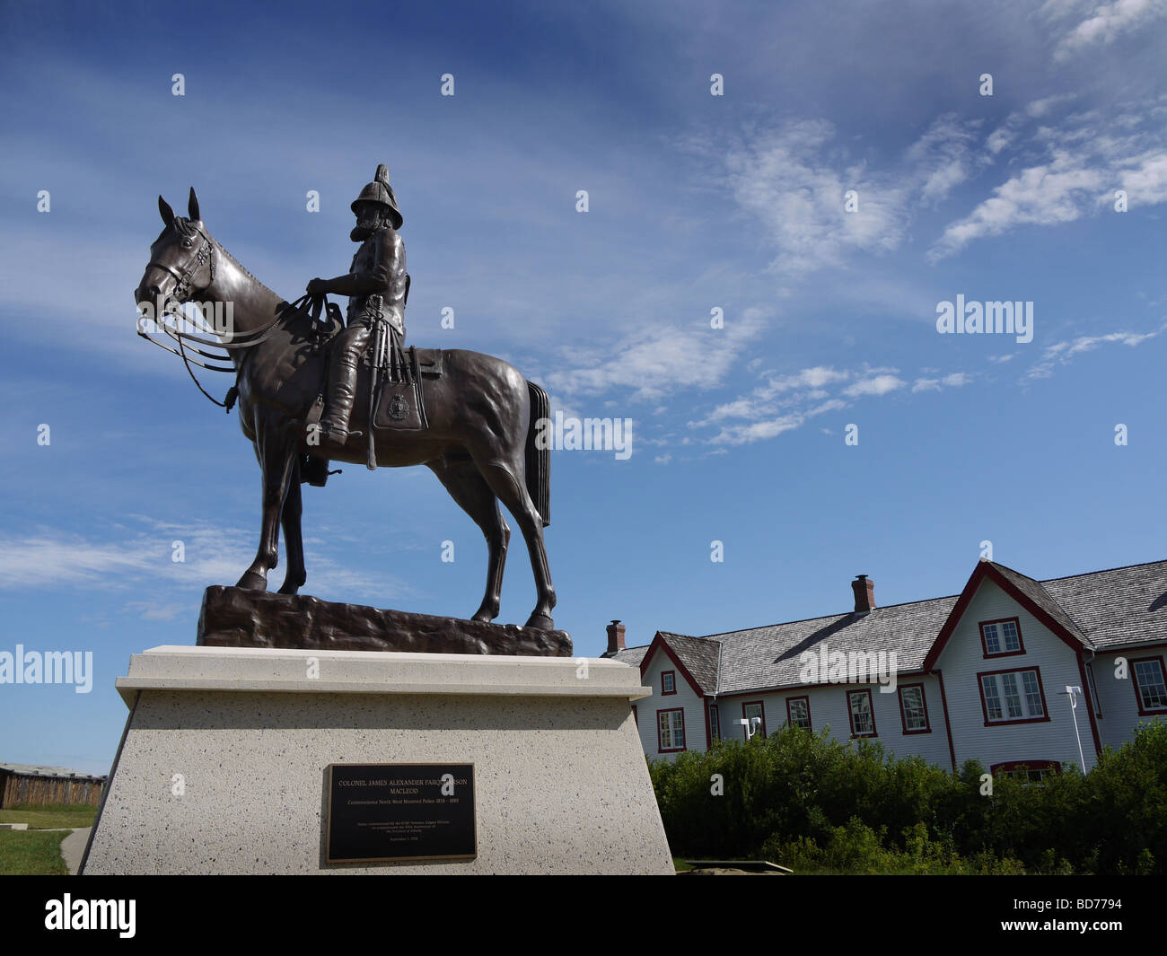 Statue of Col James Macleod at Fort Calgary Mountie Museum in Calgary