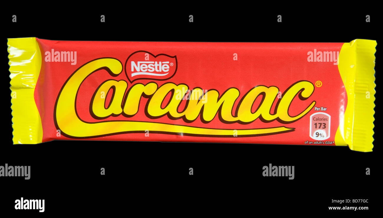 Nestle Caramac Chocolate Bar Shot In Studio Stock Photo