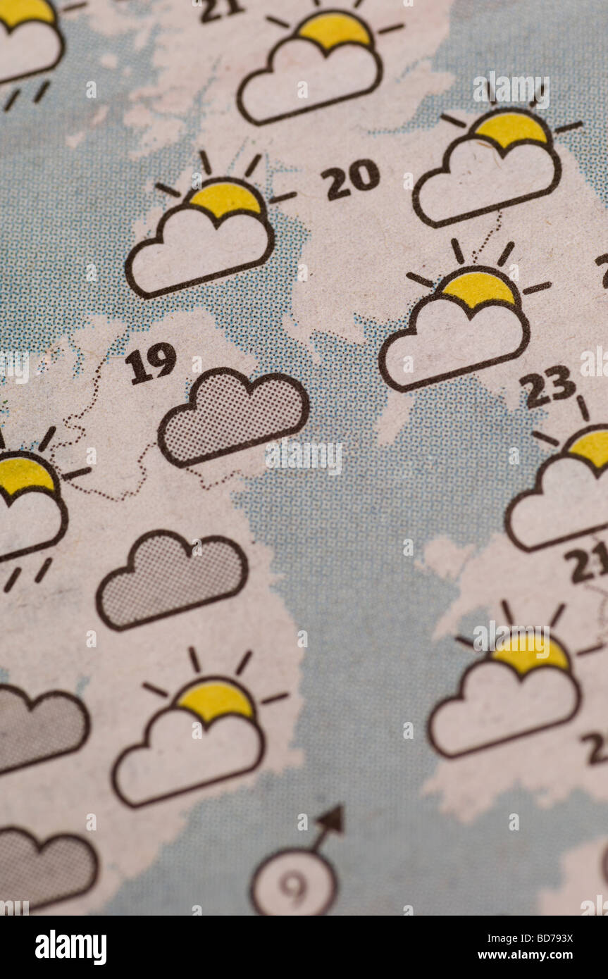 Weather forecast report in the newspaper Stock Photo