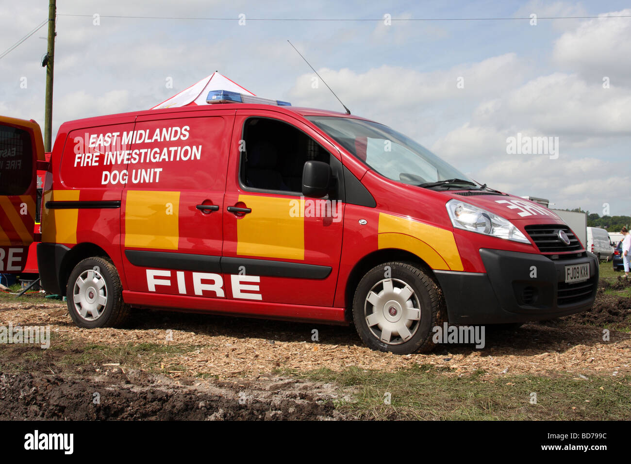 A fire investigation dog unit in the U.K. Stock Photo