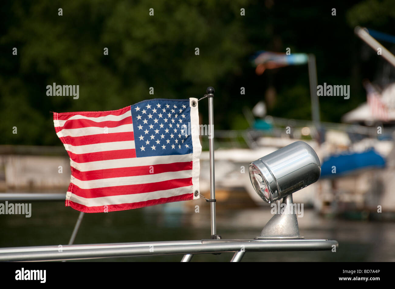 American flag on boat Stock Photo Alamy
