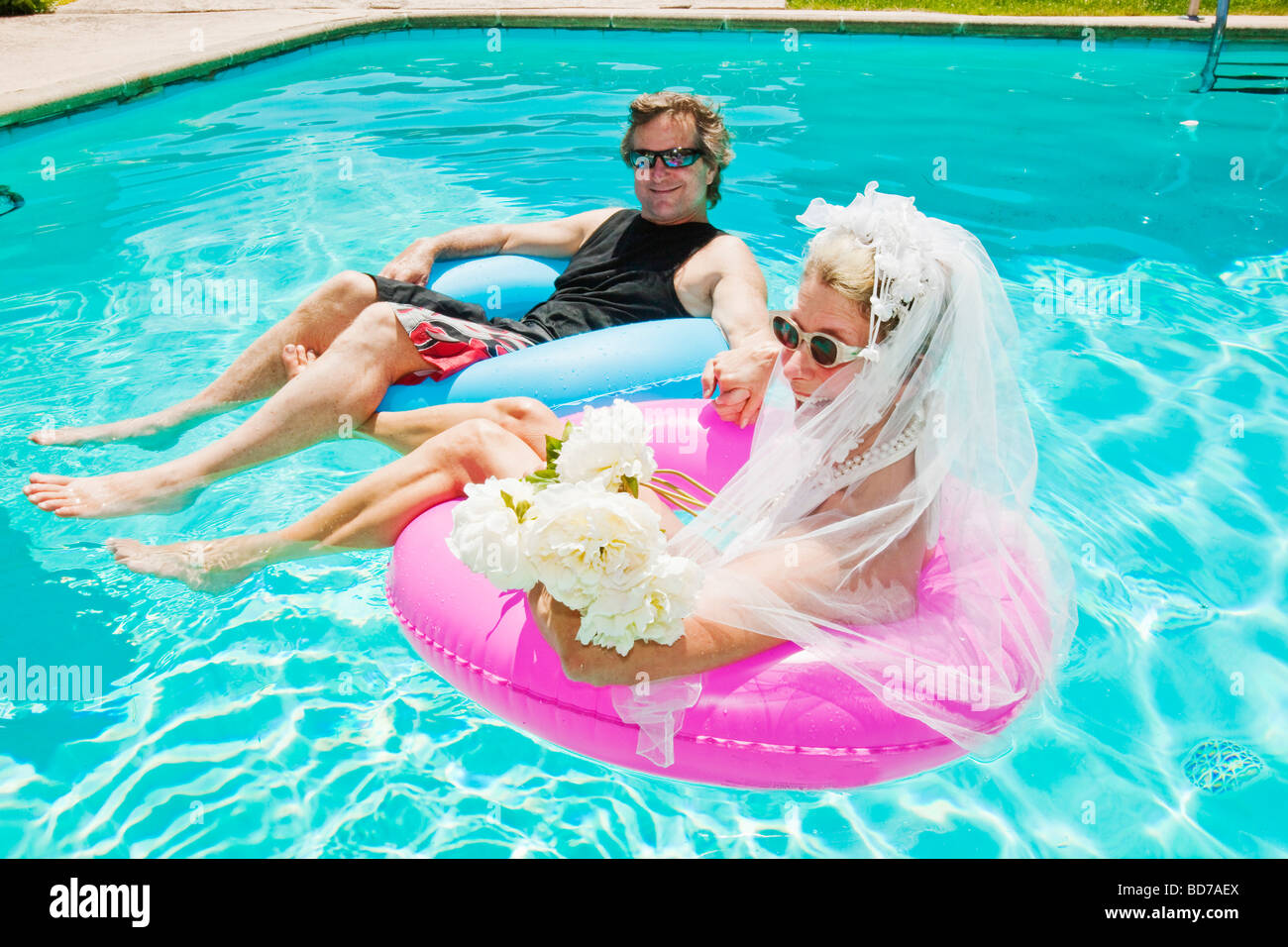 bride and groom bathing suits