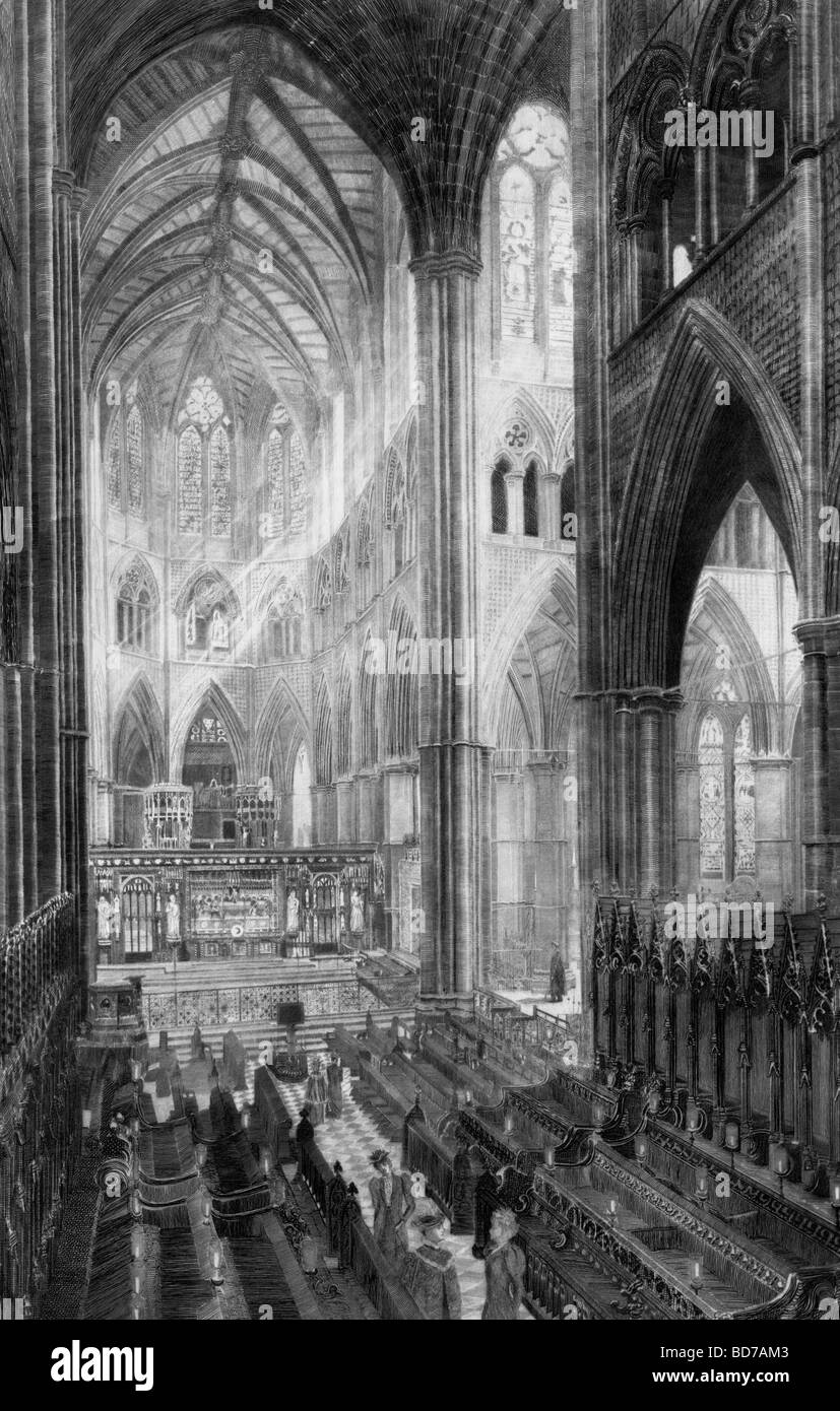 The choir at Westminster Abbey circa 1893 Stock Photo