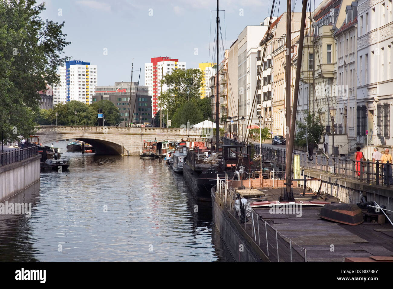 Maerkisches Ufer with Inselbruecke, Berlin, Germany Stock Photo