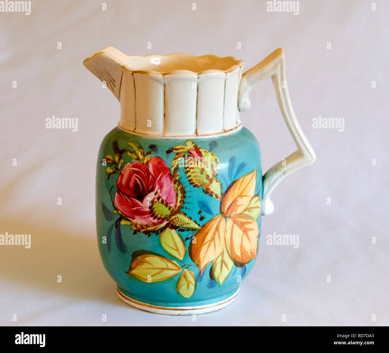 Decorative Hand Painted Jug of exceptional design Stock Photo