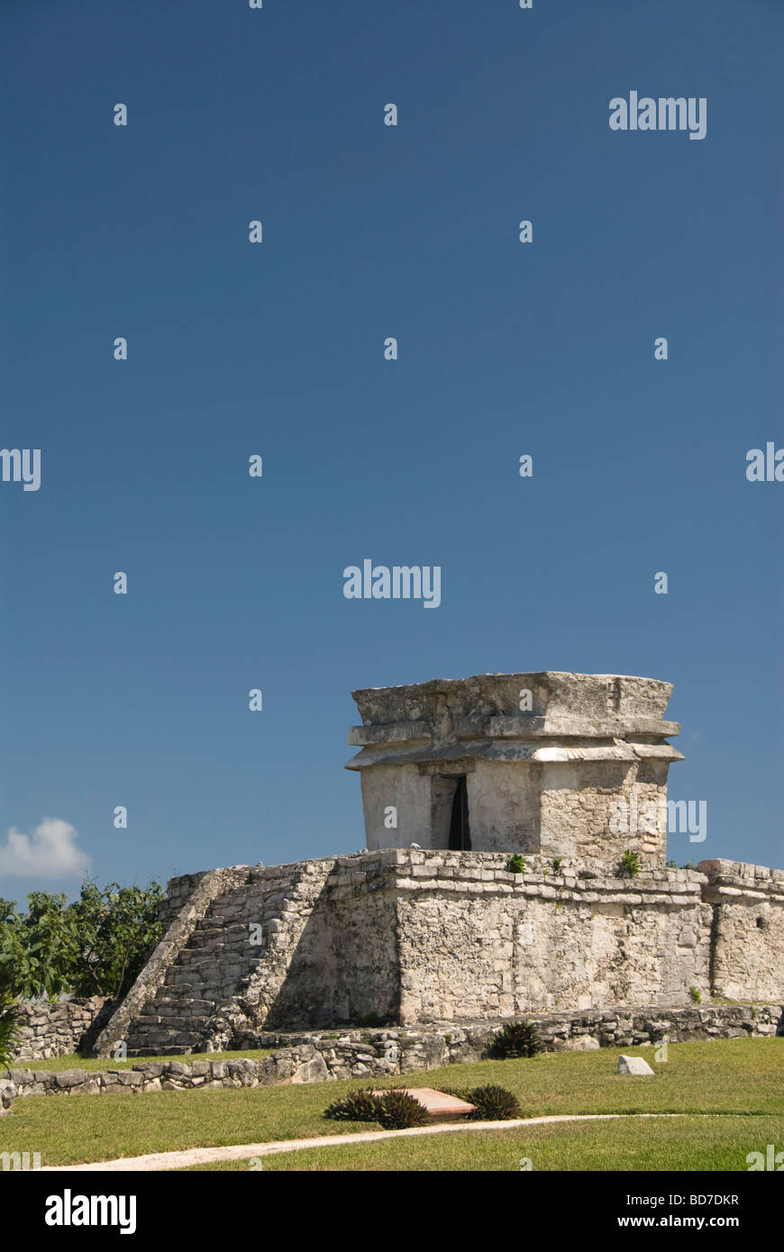 Mexico, Quintana Roo, Tulum, the Mayan ruins of Tulum, Decending God Temple Stock Photo