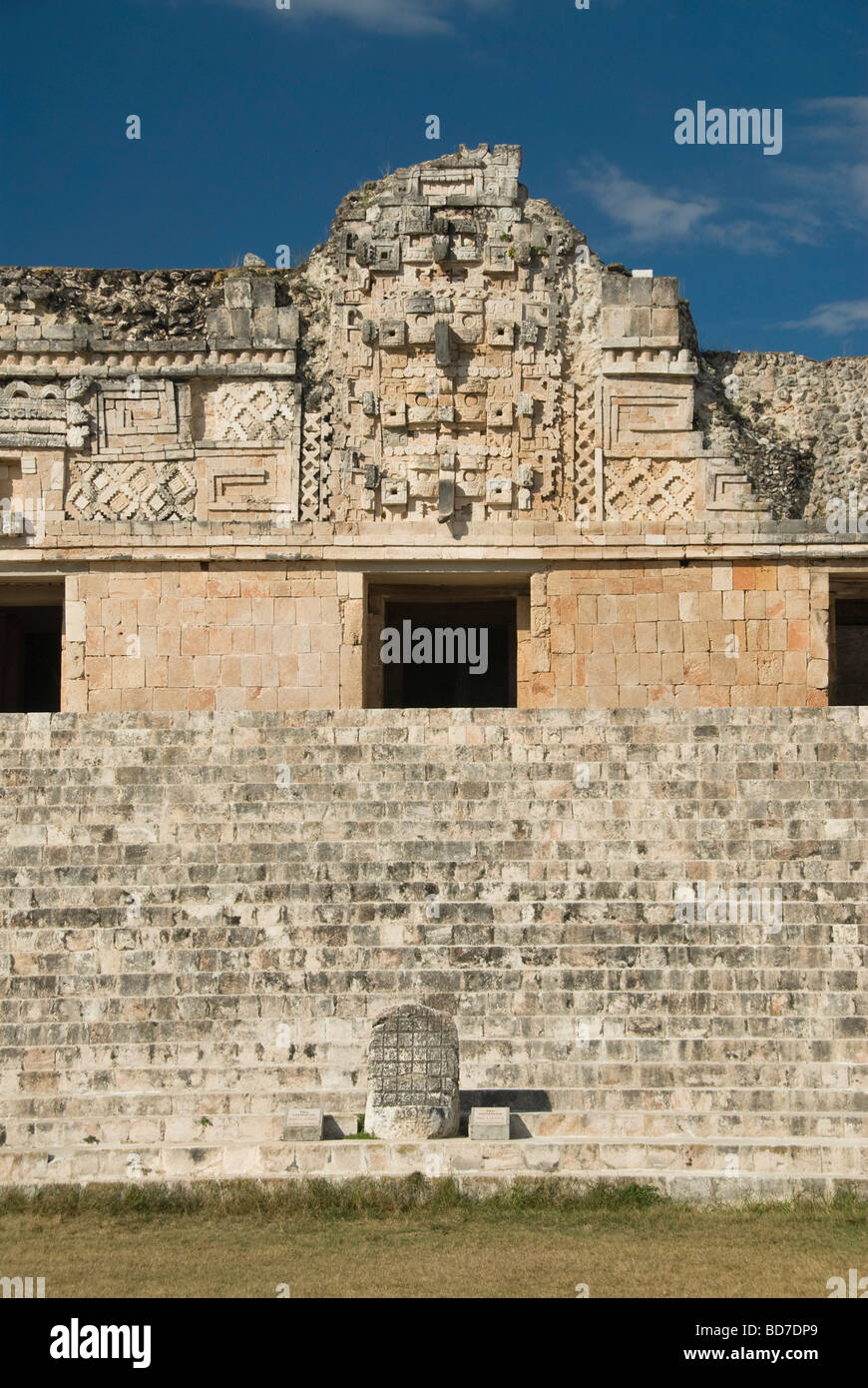 Mexico, Yucatan, Uxmal, Nuns Quadrangle, northern building, mask of ...