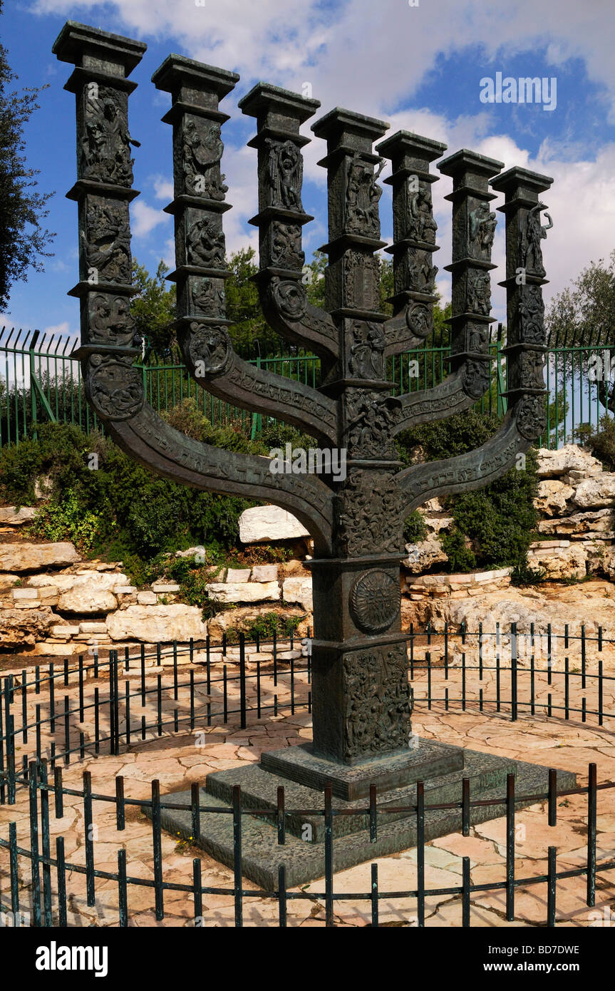 The Knesset Menorah bronze sculpture designed by Benno Elkan ( 1956) in