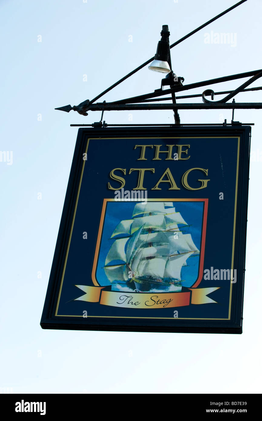 Pub sign of the "Stag" in Walmer, Kent Stock Photo Alamy