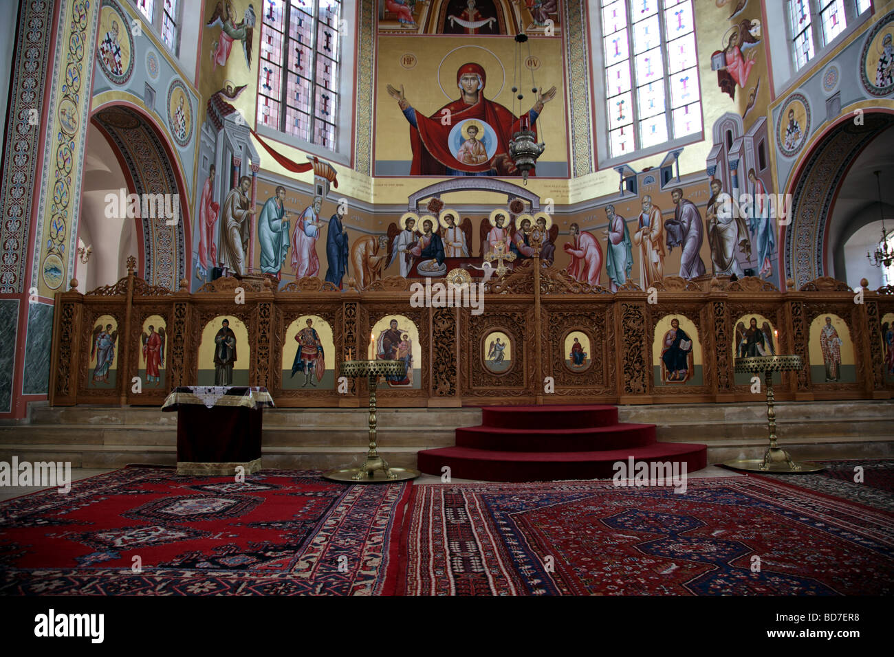 Greek Orthodox church Hagios Dimitrios St. Michael Aachen North Rhine Westphalia Germany Europe Stock Photo