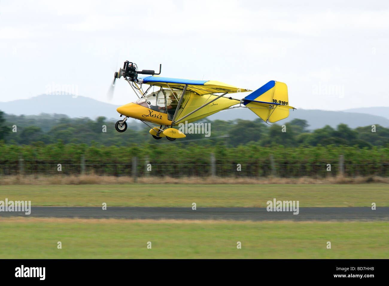 X air ultralight aircraft just after takeoff Stock Photo