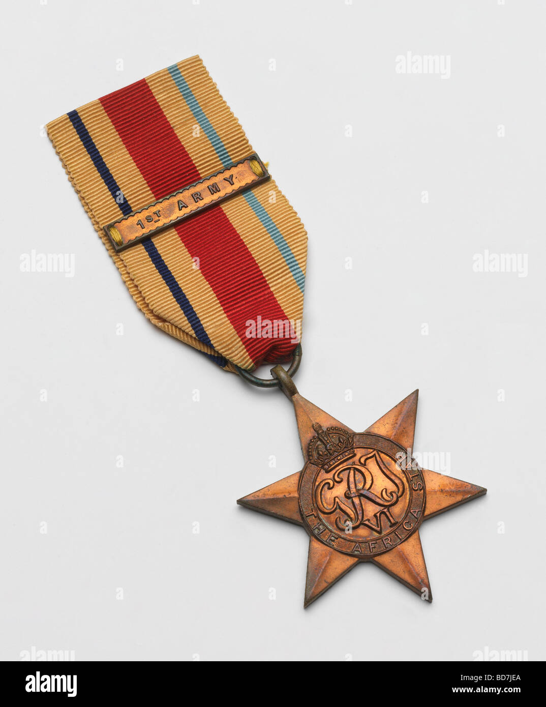 A British and Commonwealth campaign medal from the second world war. The Africa Star with 1st Army clasp. Stock Photo