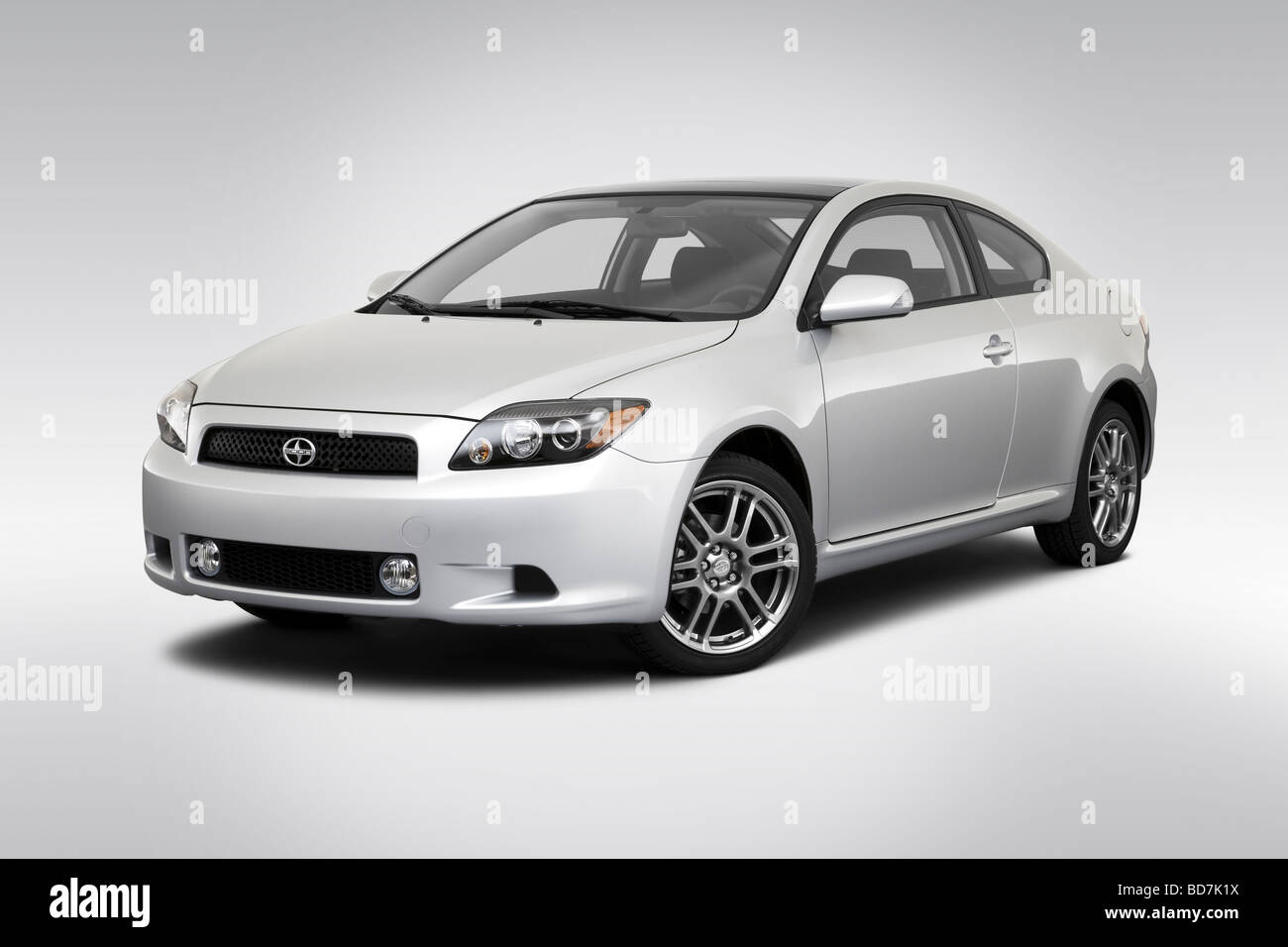 2010 Scion tC in Silver - Front angle view Stock Photo