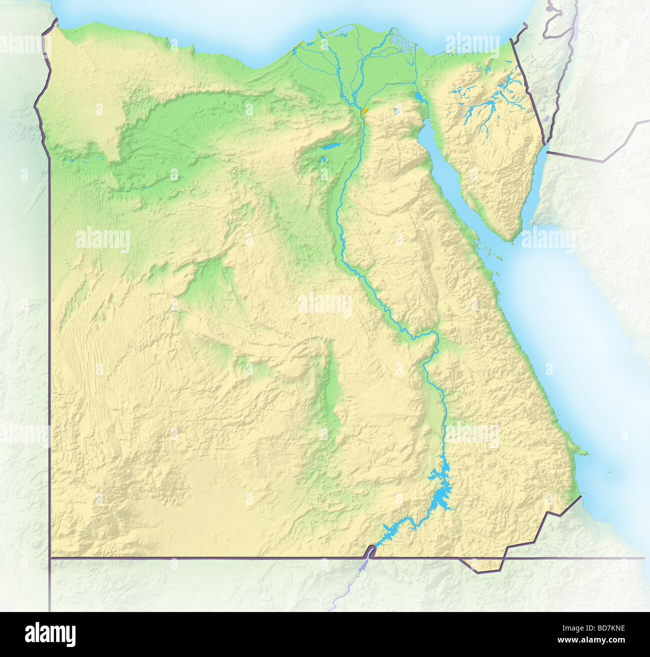 Egypt, shaded relief map. Stock Photo
