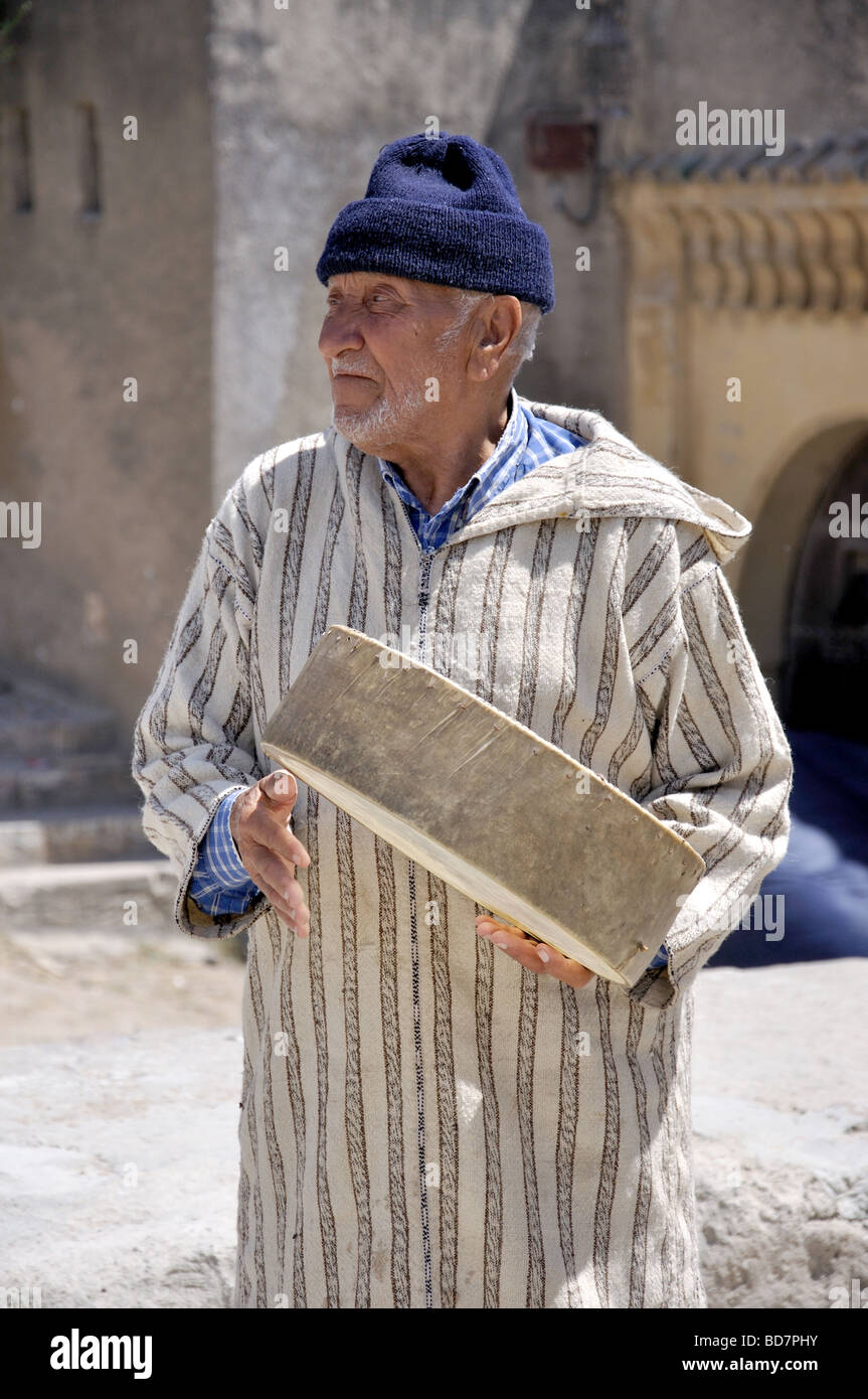 Moroccan musician in Medina, Tangier, Tangier-Tétouan Region, Morocco Stock Photo