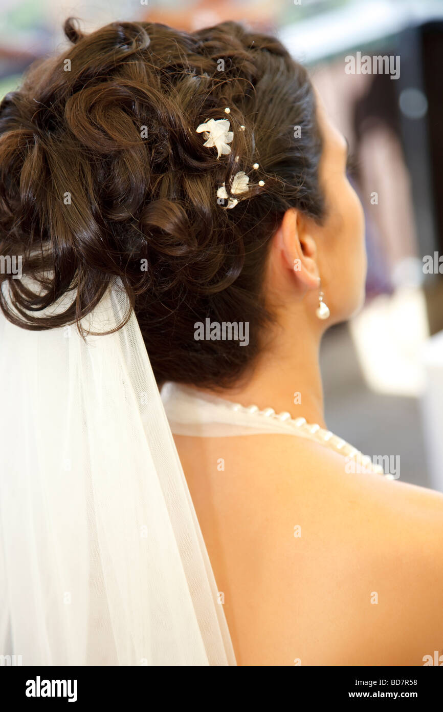 bride with viel Stock Photo