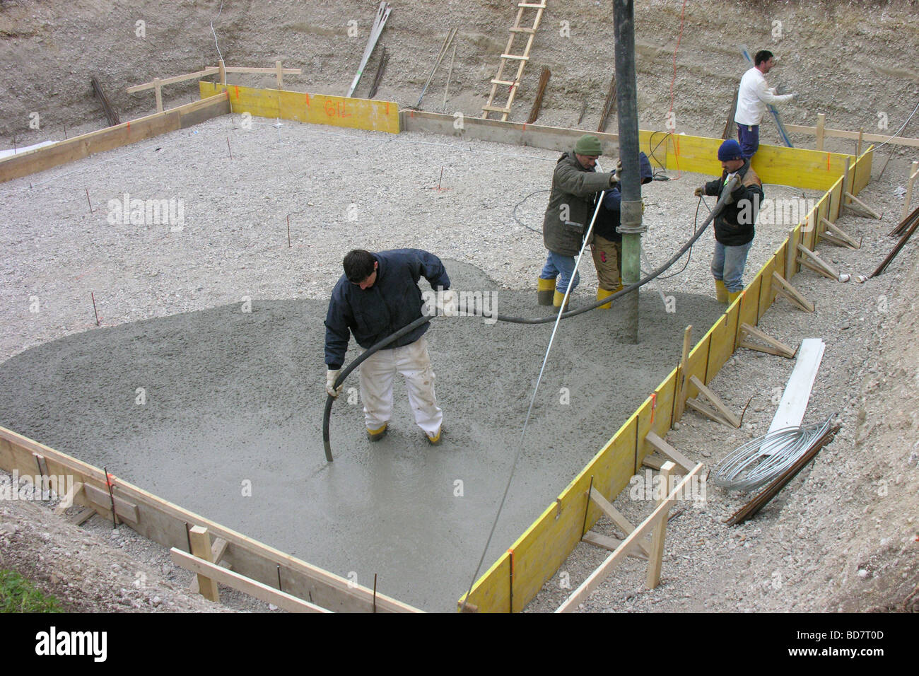 construction of the foundation with concrete Stock Photo Alamy