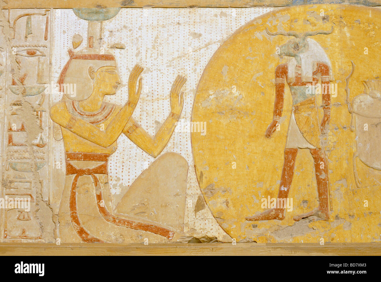 fine arts, ancient world, Egypt, painting over entrance to tomb No 8 by King Merenptah, Thebes West, Luxor, Artist's Copyright has not to be cleared Stock Photo
