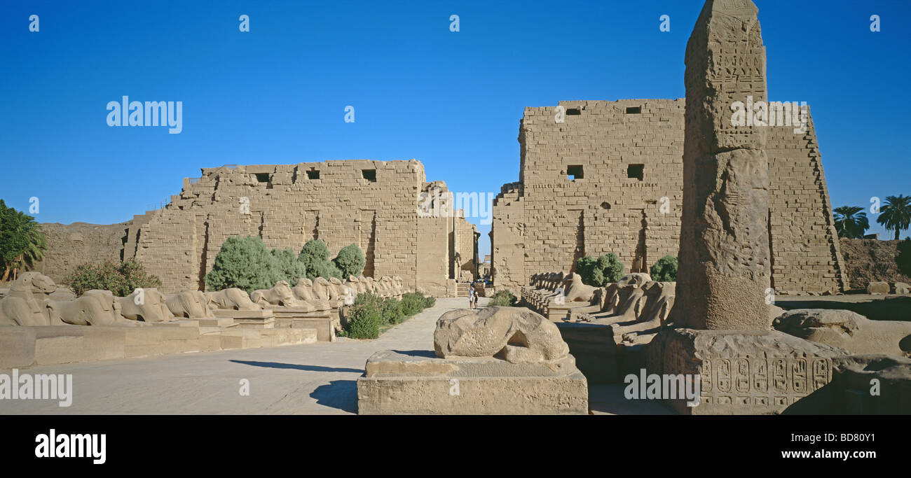 geography / travel, Egypt, Luxor, Karnak, avenues of human and ram-headed sphinxes, Additional-Rights-Clearance-Info-Not-Available Stock Photo