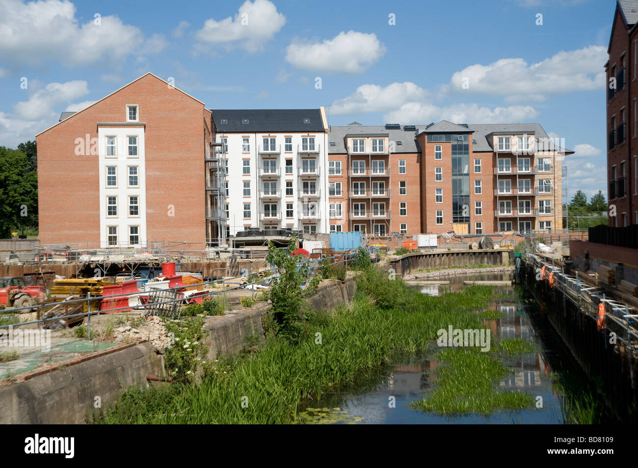 Brand new apartments on a site of urban redevelopment in the market town of Market Harborough Leicestershire Stock Photo