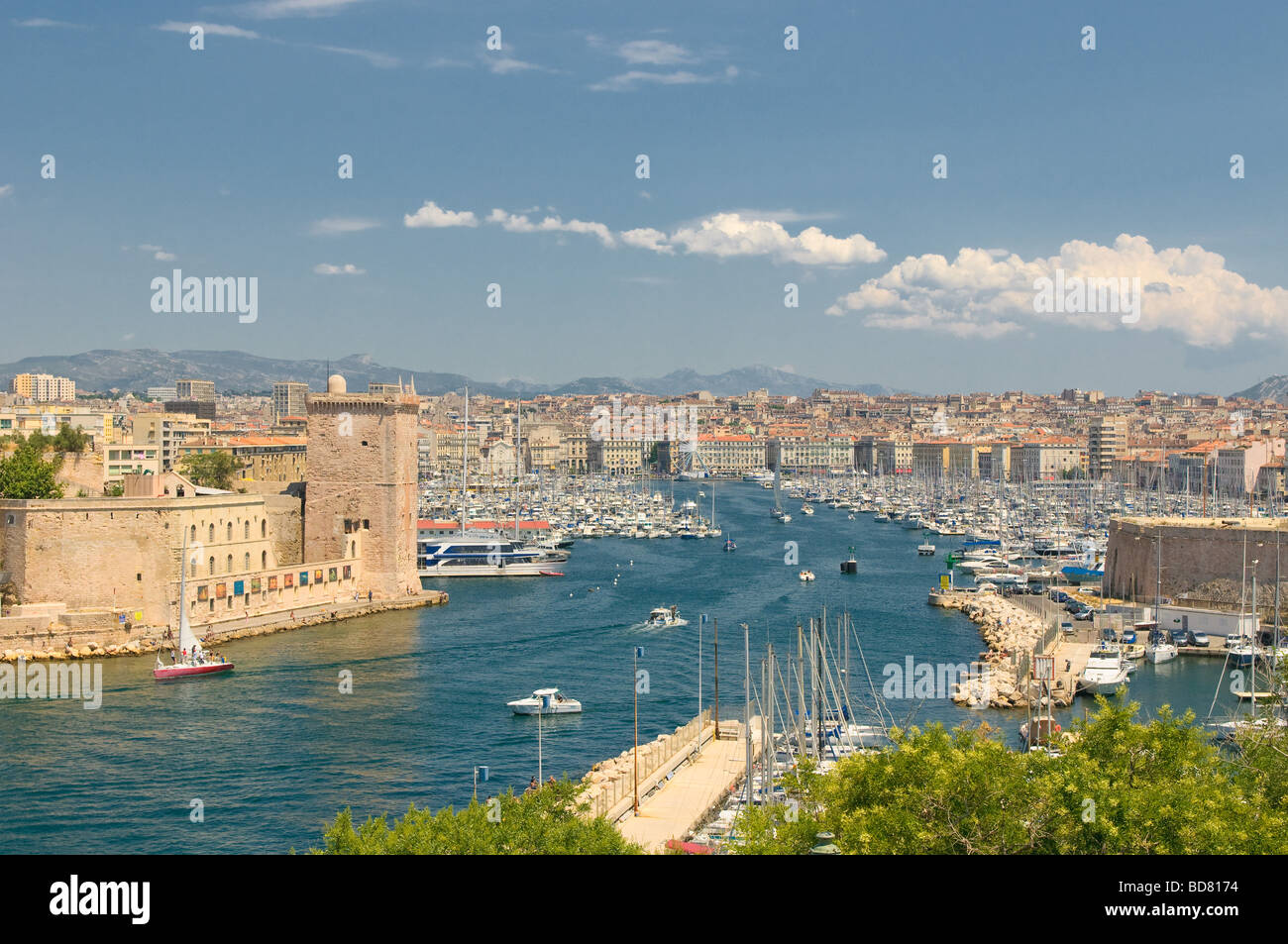 Panoramic view of Marseille and old port Stock Photo