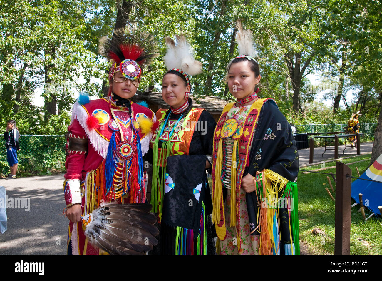 North American Plaims Native Indian in traditional dress at Pow Wow in ...