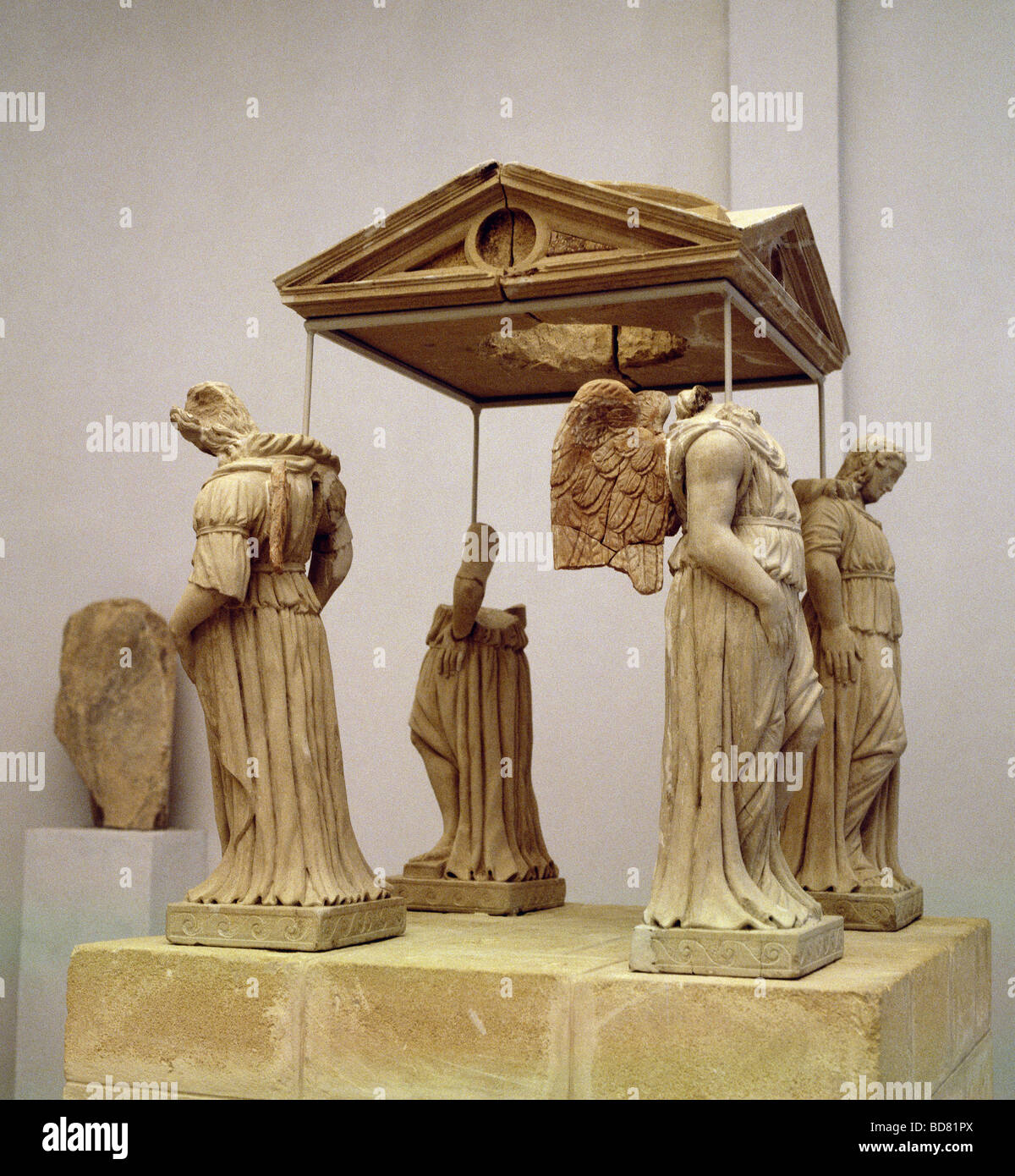 fine arts, ancient world, Greece, sculpture, four Genii of a grave temple, 3rd century BC, Cyprus Museum, Nicosia, , Artist's Copyright has not to be cleared Stock Photo