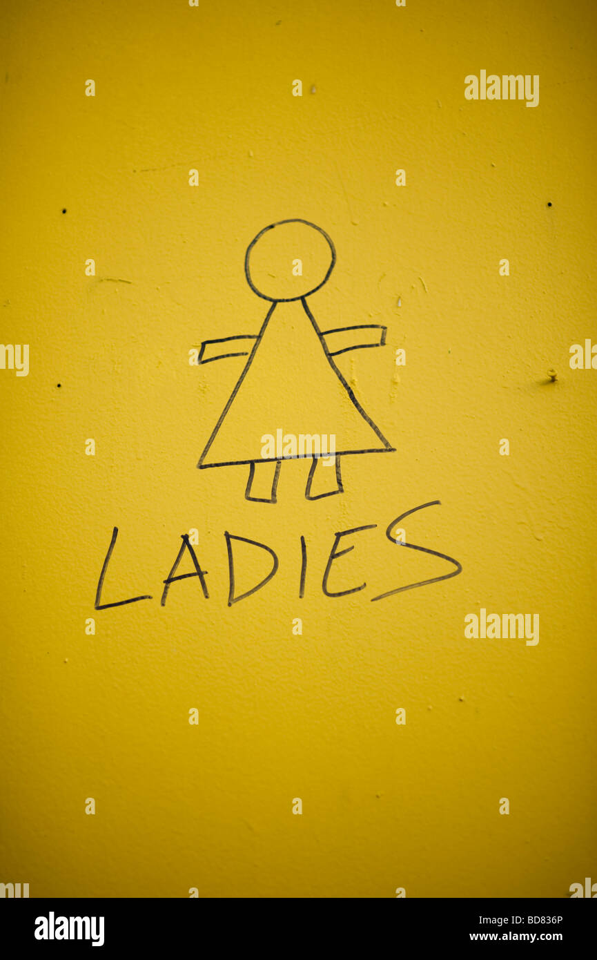 Hand drawn sign for Ladies toilet Stock Photo