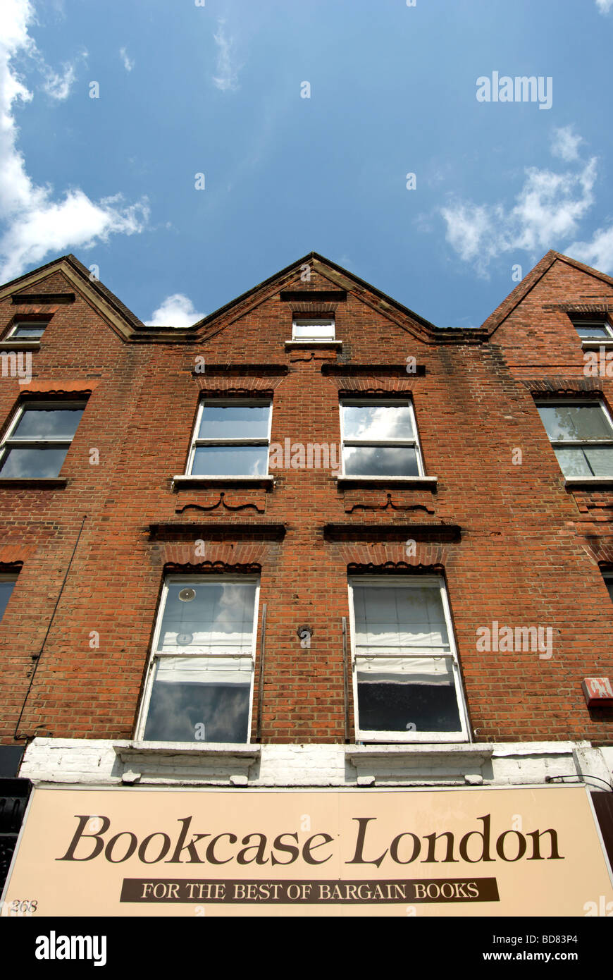 name on hoarding of a bargain booskop called bookcase london in