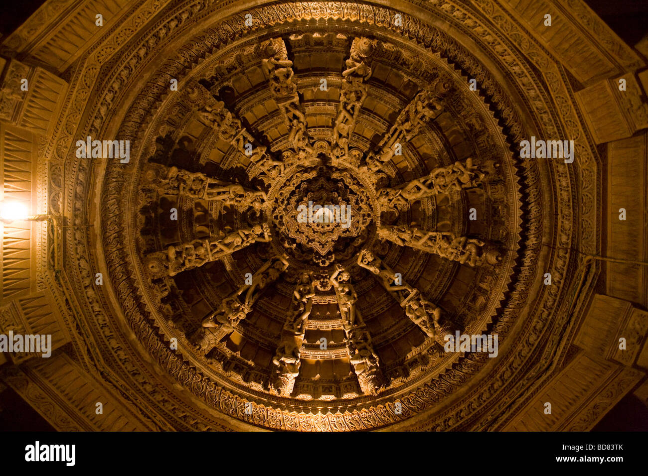 Incredible carved detail on a Jain temple roof in Jaisalmer, India Stock Photo