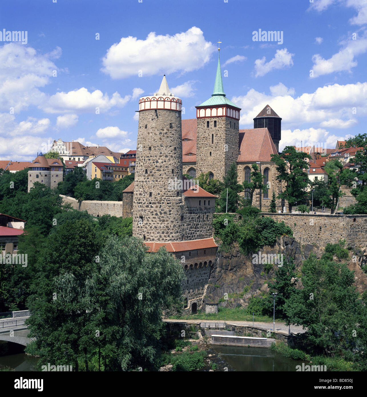 geography / travel, Germany, Saxony, Bautzen, city views / city scapes, the old town, Michaeliskirche and water tower, Additional-Rights-Clearance-Info-Not-Available Stock Photo