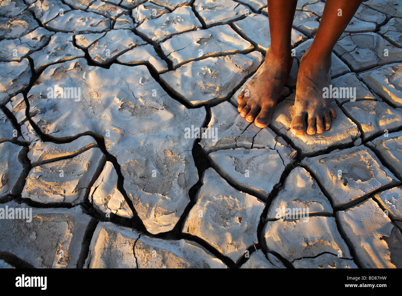 Africa seen in the cracked earth Stock Photo