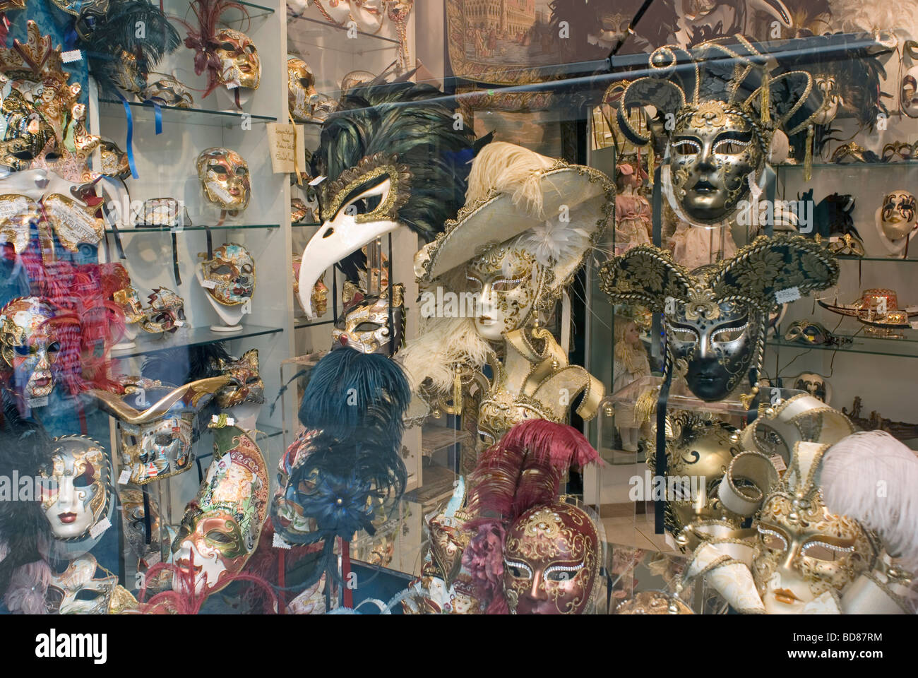 carnival masks shop window Venice Italy Stock Photo