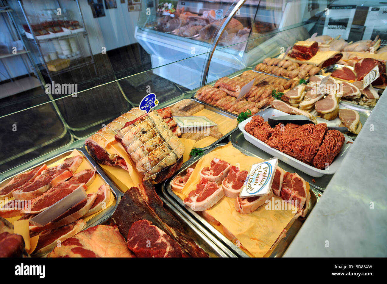 Quality meat for sale at Bramptons a traditional butchers in Kemp Town Brighton Stock Photo Alamy