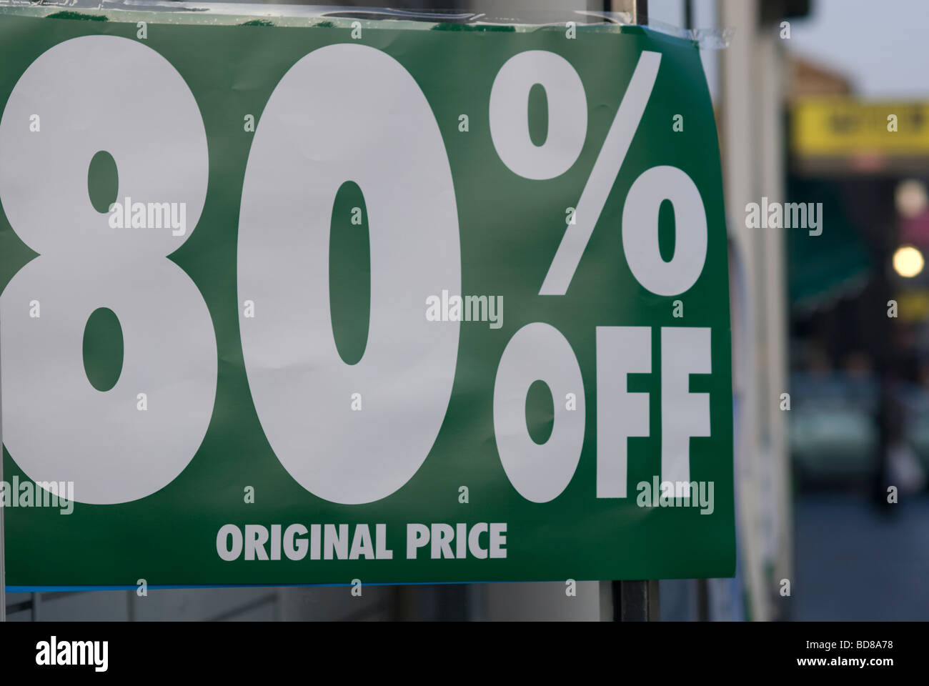 80% Off Sale sign Woolworth's closing down sale sign. Stock Photo