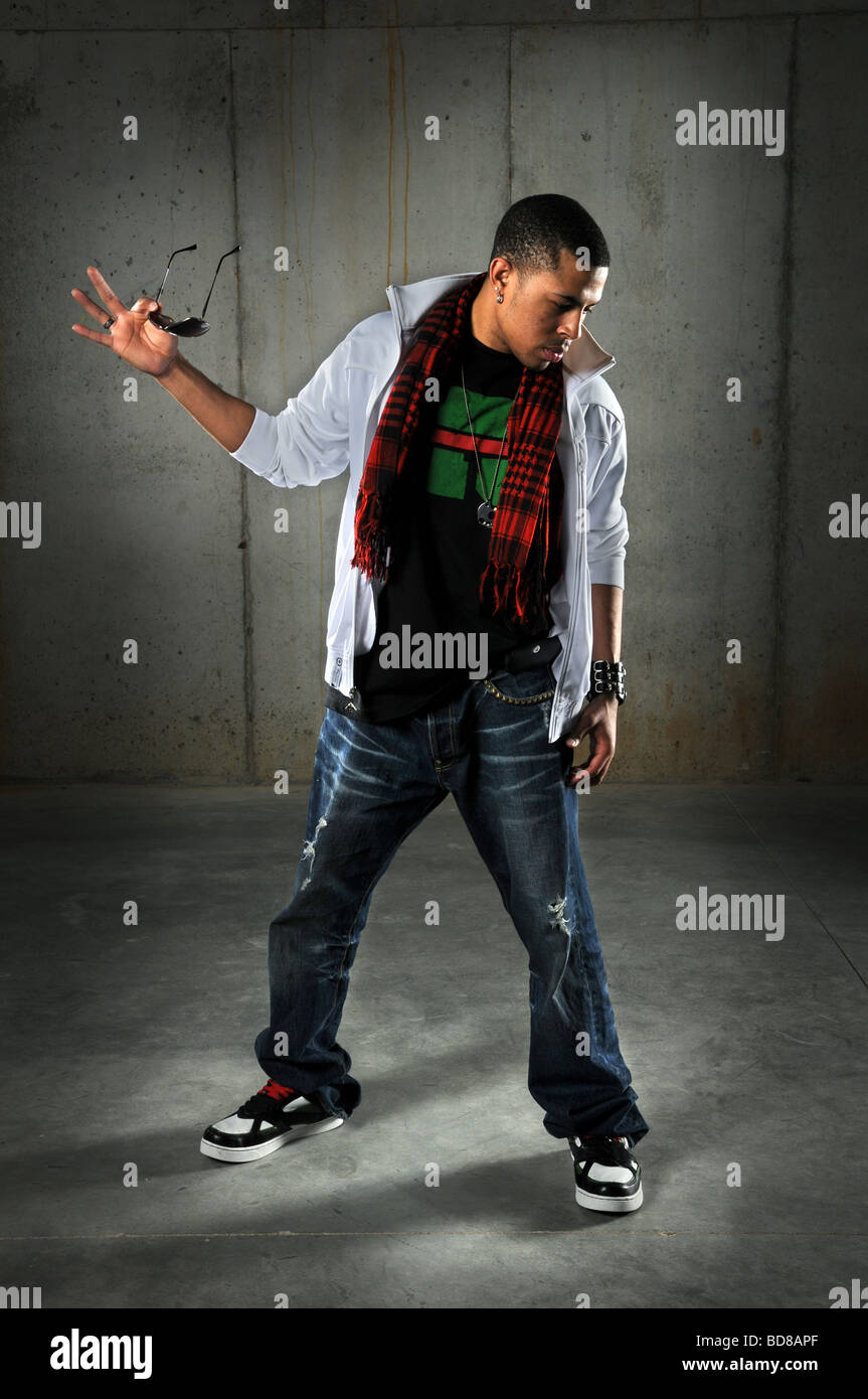 African American hip hop dancer performing Stock Photo