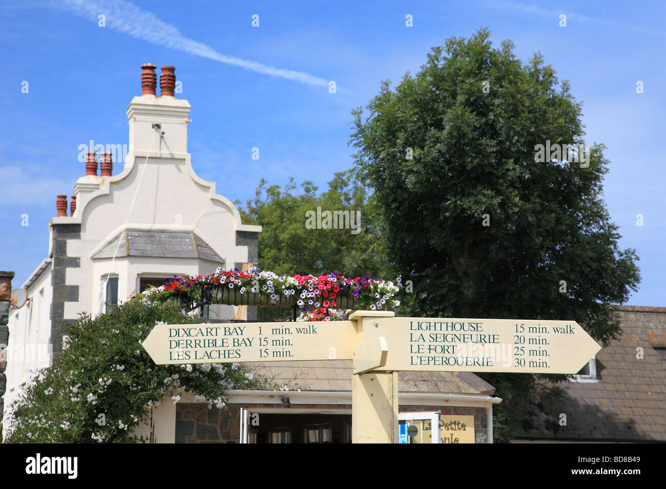 The village sign Sark Island Channel Islands Stock Photo
