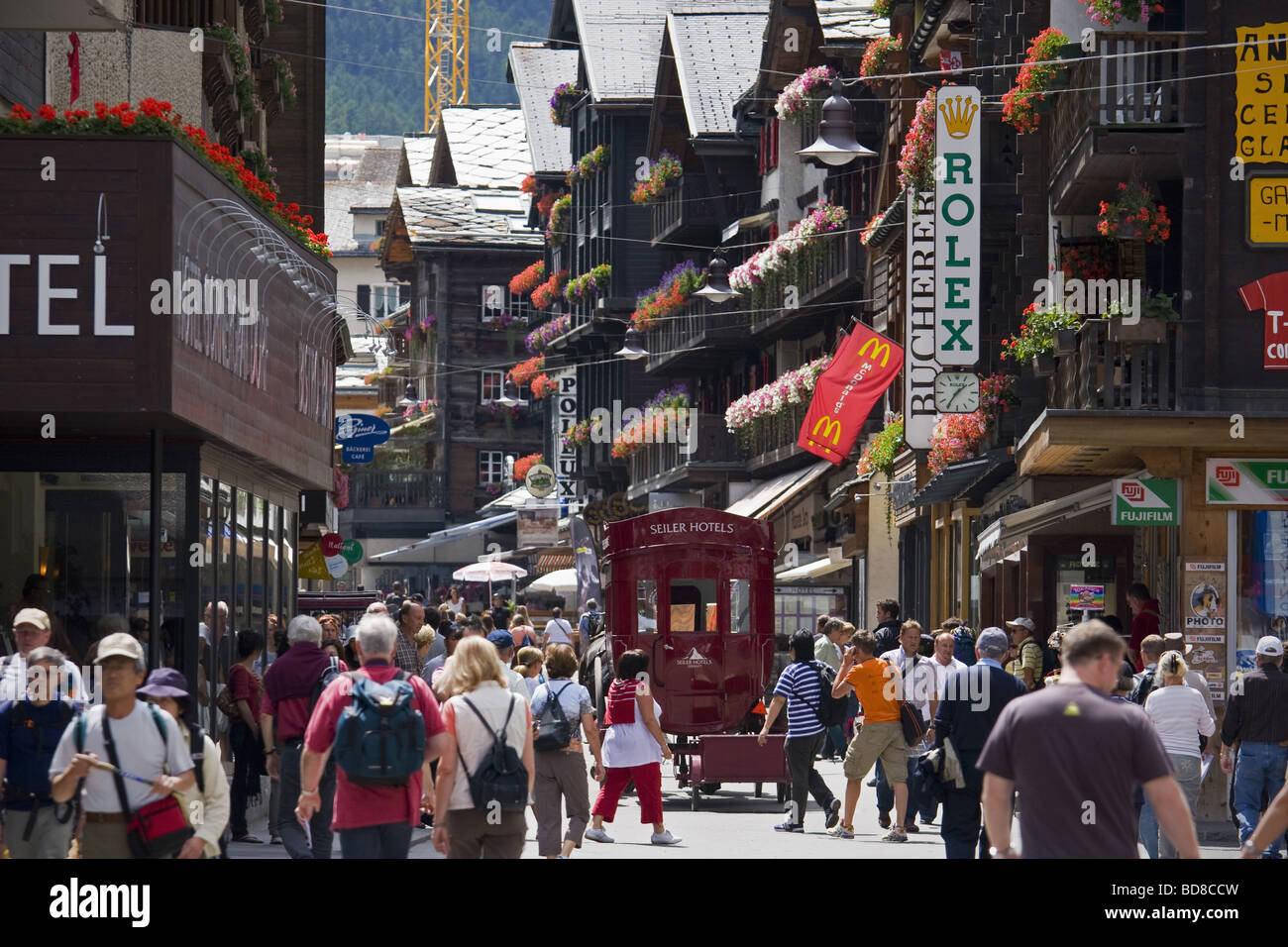 Zermatt street Switzerland Stock Photo Alamy