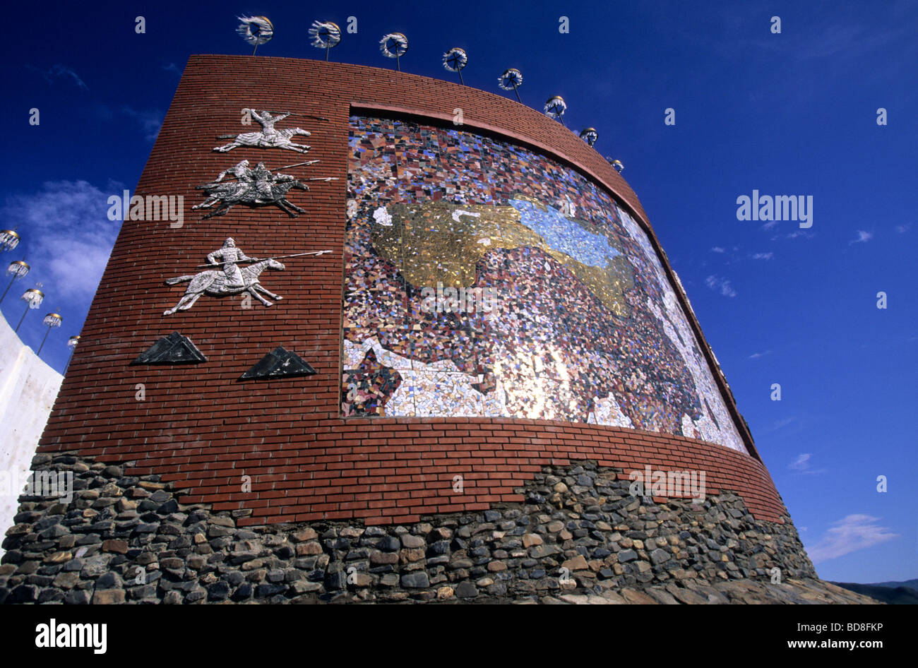 Monument at the viewpoint of Orkhon Valley, Mongolia Stock Photo
