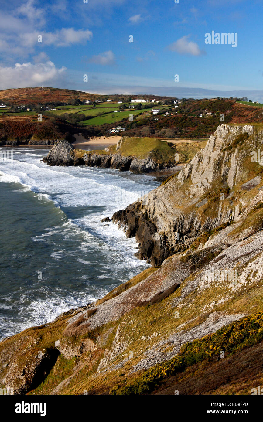 Three Cliffs Bay, Gower Peninsula, West Glamorgan, South Wales, U.K. Stock Photo