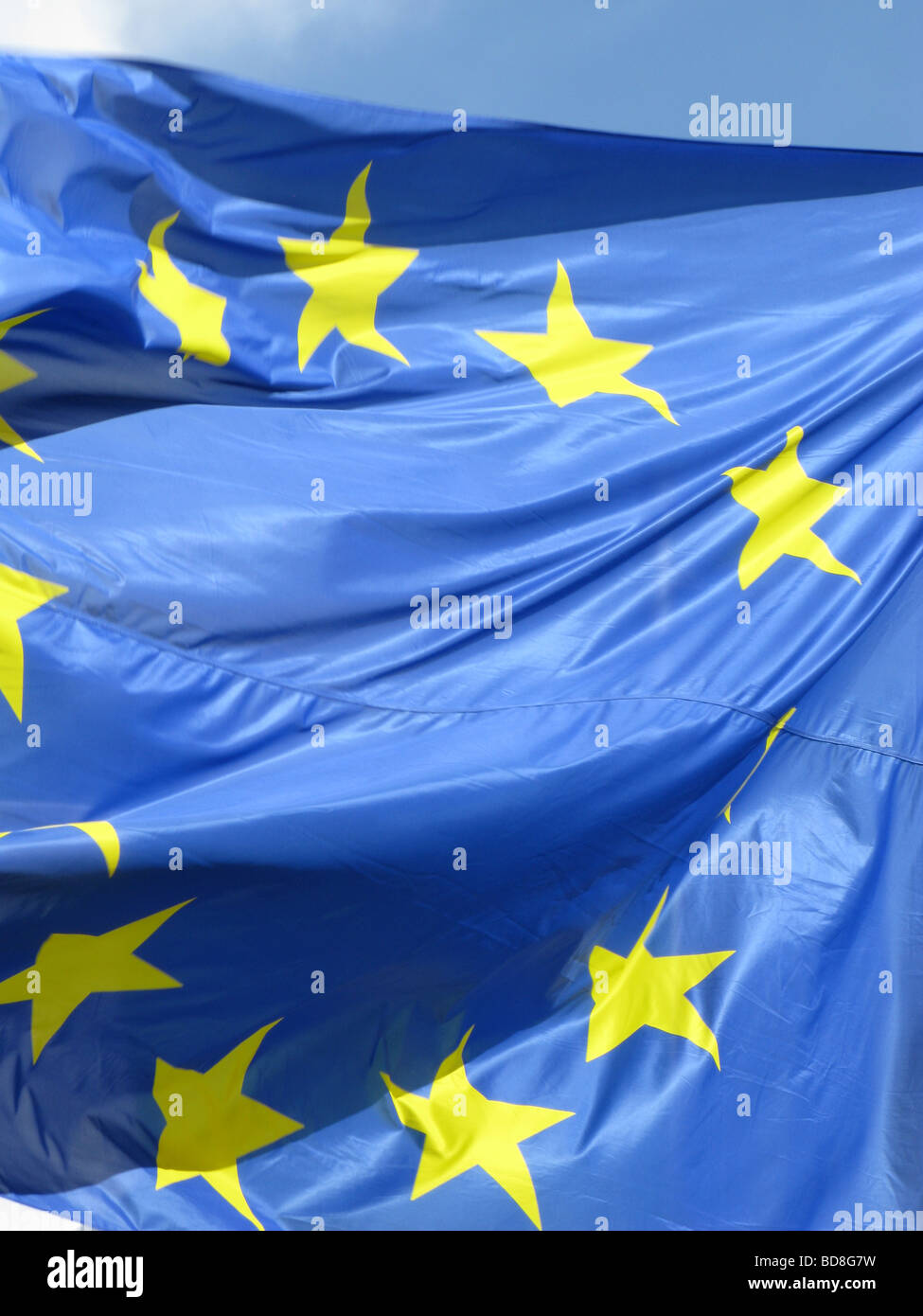 european union flag flying in the wind Stock Photo - Alamy