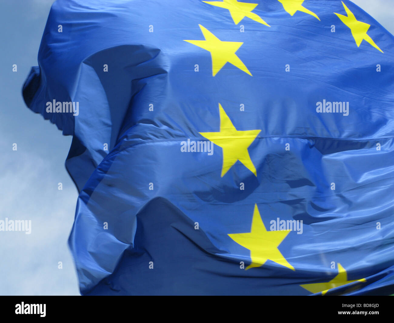 european union flag flying in the wind Stock Photo - Alamy