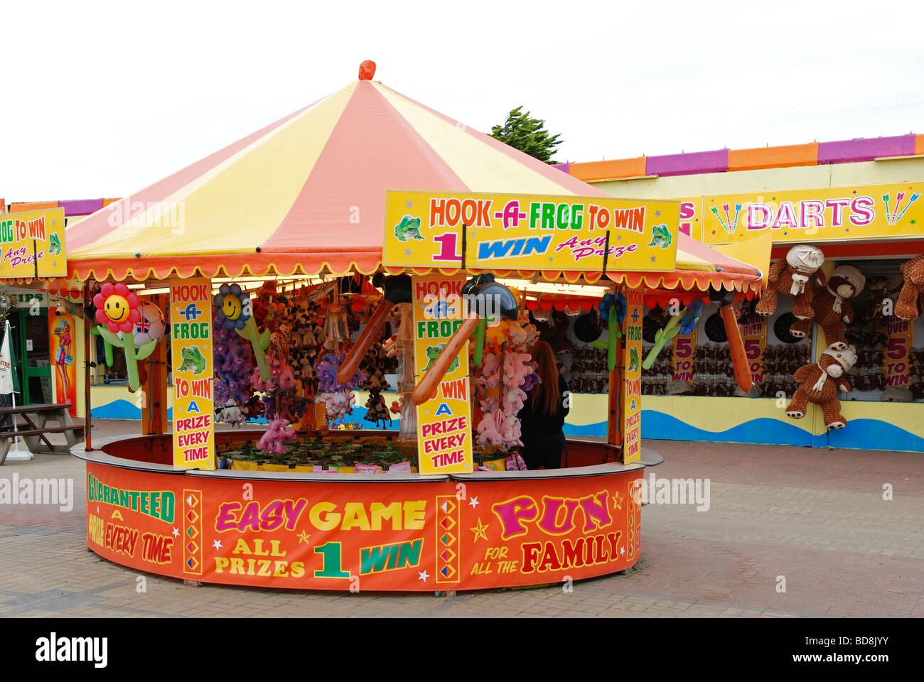 a tombola type stall at the fairground in southport, lancashire, uk Stock Photo