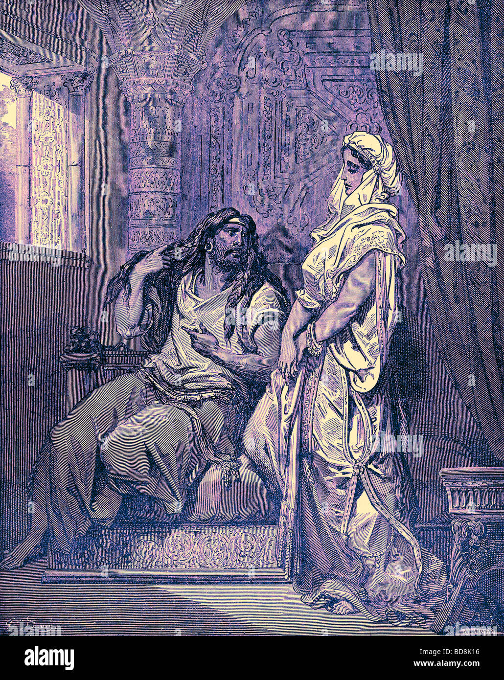 Samson and Delilah Young people s Bible history c 1900 Stock Photo