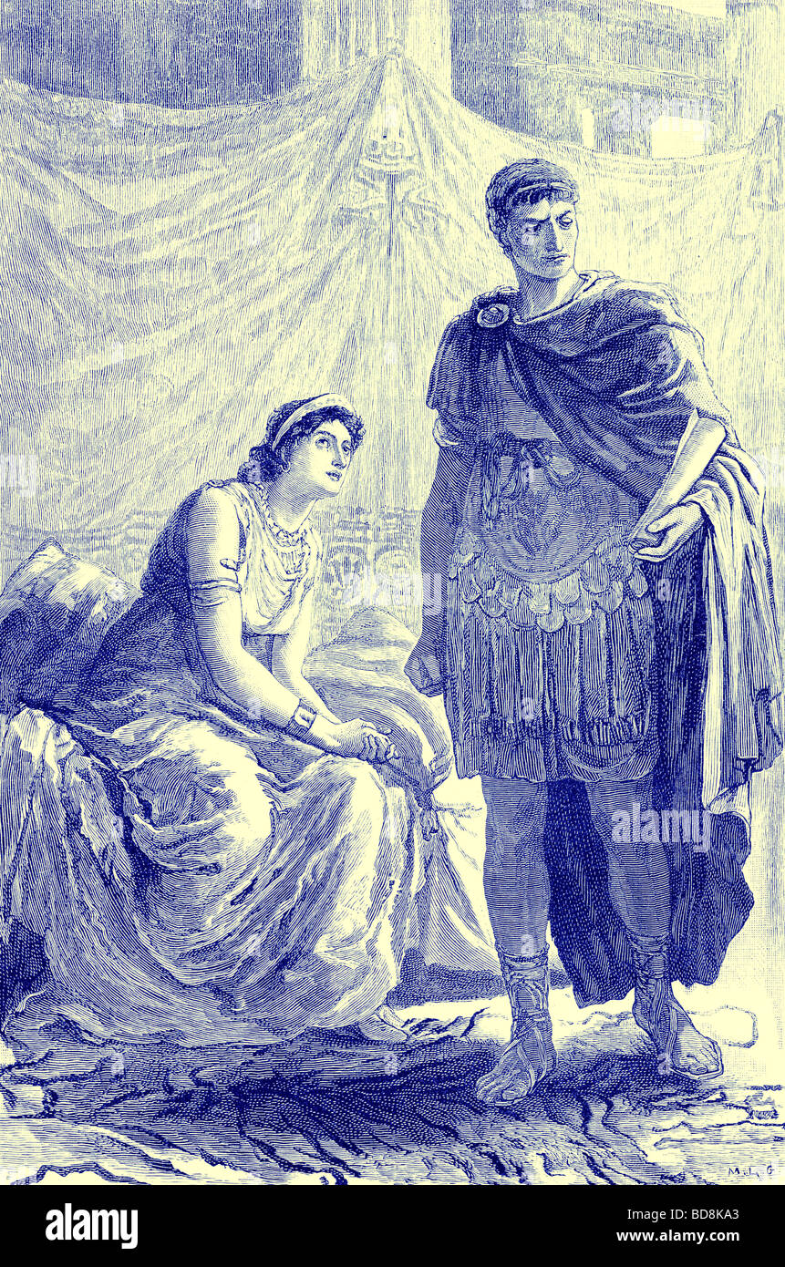 Interview between Octavian and Cleopatra Illustration from Cassell s Illustrated Universal History by Edward Ollier 1890 Stock Photo