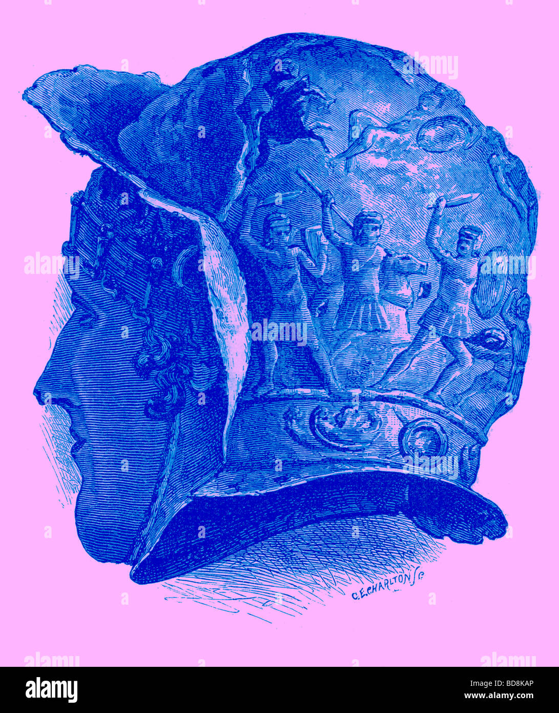 Roman Votive Helmet Illustration from Cassell s Illustrated Universal